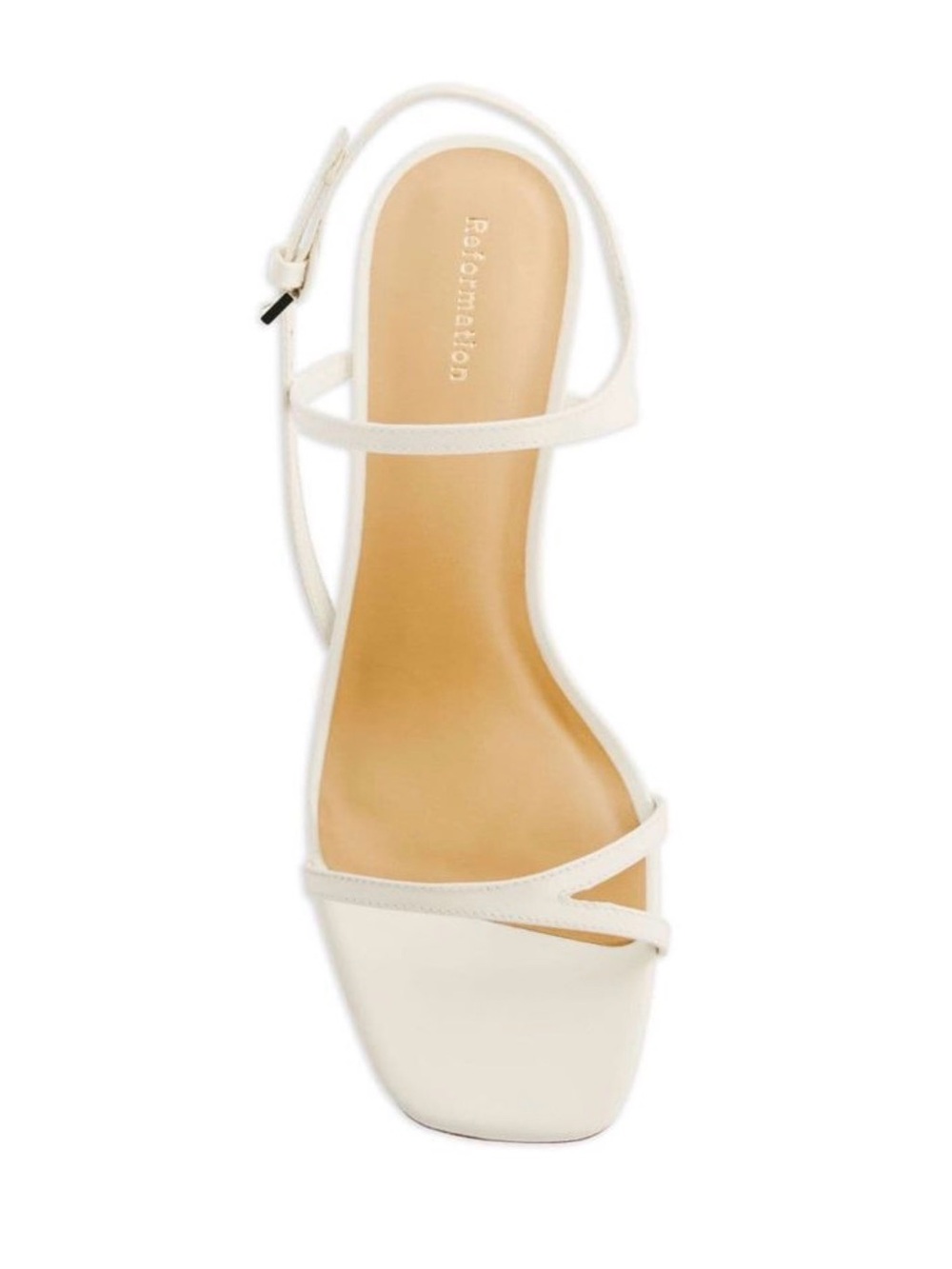 Reformation Genni White Leather Strappy Square-Toe Sandals